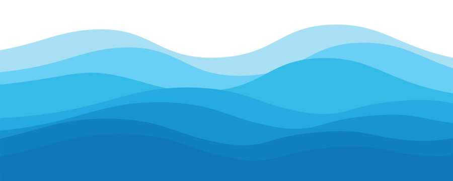 Sea waves pattern. Water wave abstract design. Blue ocean wave layer. Vector