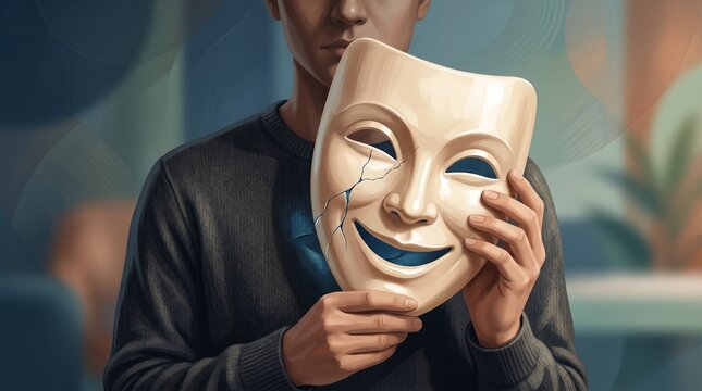 Hidden Depression Behind a Smile Concept