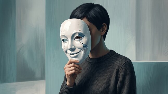 Hidden Depression Behind a Smile Concept