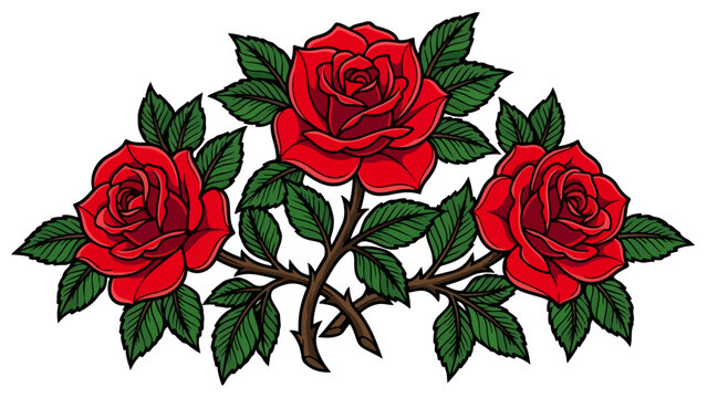 Three Red Roses Illustration