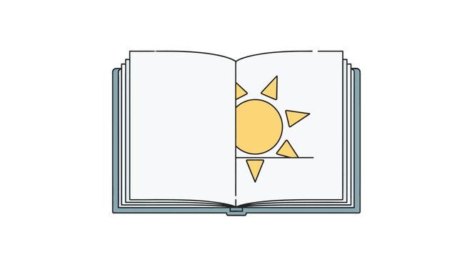 Open book with blank pages and blue cover detail
