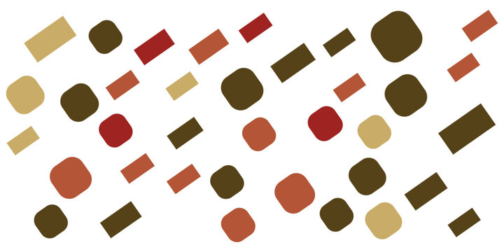 Abstract background pattern with scattered colorful geometric shapes and rounded rectangles.