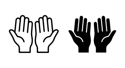 Fototapeta premium Open Hands Icons, Prayer Gesture, Supplication Symbol, Hope and Faith Vector Graphics