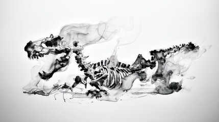 Obraz premium Artistic skeletal structure of a running animal rendered in smoky ink