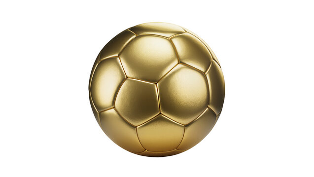 Golden soccer ball with hexagonal and pentagonal panels