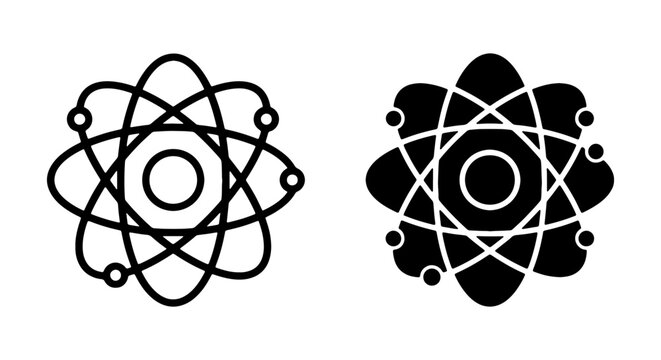Atom Icons, Atomic Structure, Science Symbols, Physics, Chemistry, Vector Graphics