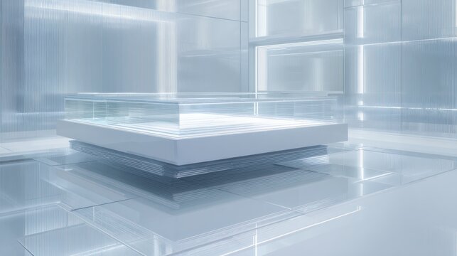 Abstract geometric stage in cool tones for product display or presentation