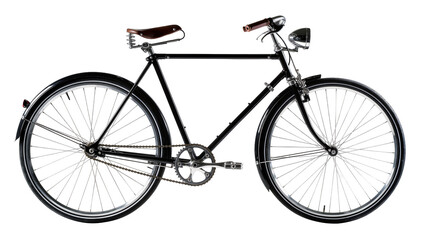 Classic black bicycle with leather saddle and chrome details © Jonas