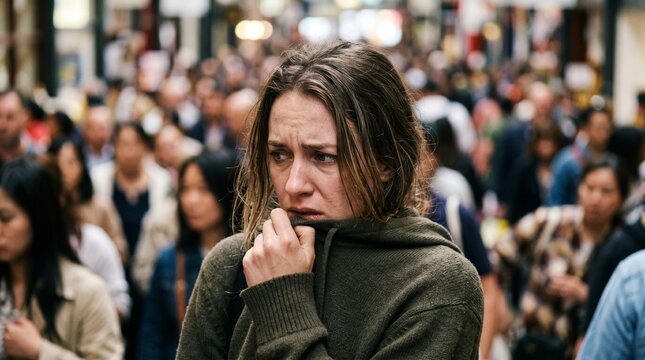 Closeup Portrait Representing Social Anxiety in Human Psychology