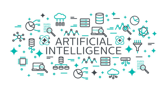 Abstract Tech Logo Concepts - Artificial Intelligence AI Typography and Cloud Computing Banner