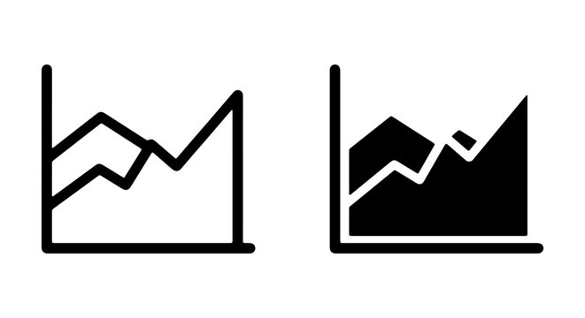 Line Graph Icons, Data Analysis Charts, Business Growth Trends, Vector Illustrations