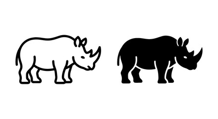 Rhino Icon Set: Black and White Outline and Silhouette Vector Graphics © Shahrin