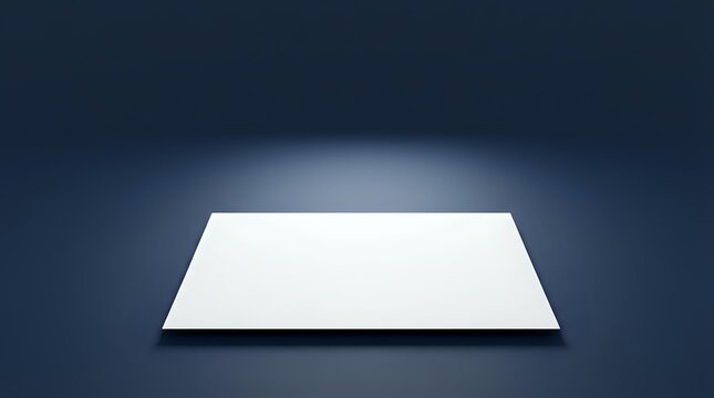 White trapezoid platform on dark blue gradient background, suitable for product display, mockups, and presentation templates.
