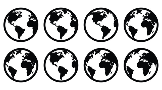 earth globes in silhouette globe planet world