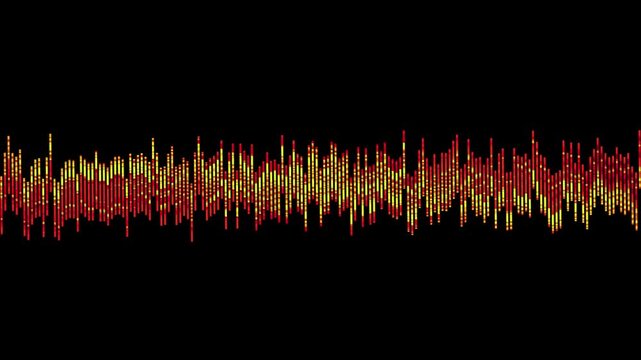 Red and Yellow Central Audio Equalizer Waveform Loop Animation