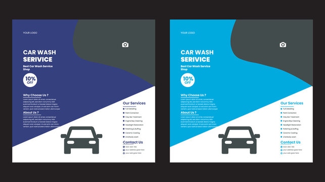Car Washing Service Social Media Post banner design. Car Washing Social Media Post banner Template set, car wash social media banner design template. Car Washing marketing post banner Car wash busine 