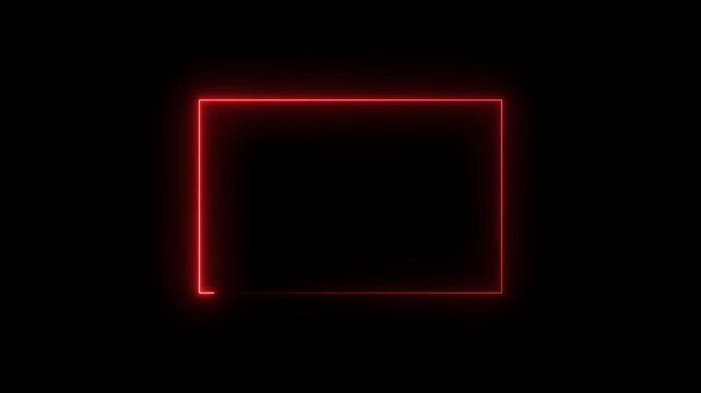Glowing red neon rectangular frame outline on solid black background rectangle