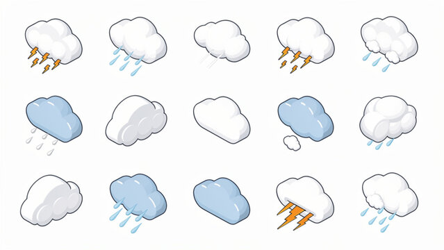 Collection of Various Cloud Shapes and Types.