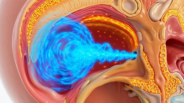 Human Ear Anatomy Sound Wave Amplification Close-Up Animation