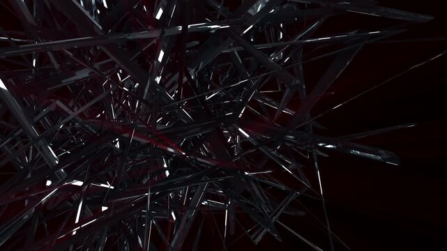 Abstract black shard structure rotating slowly