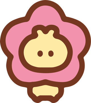 Cute Cartoon Flower Character with Face