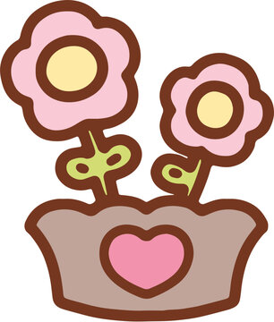 Colorful Flower Pot with Cute Pink Blooms