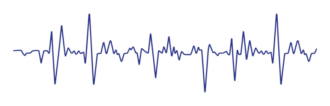 Electrocardiogram Wave: A blue electrocardiogram waveform representing heart activity, showcasing a series of electrical impulses and rhythmic patterns, a visual representation of a heartbeat.