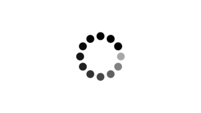 Circle rotating loading or progress bar icon. black dot ring on white background. circle loading arrow icon refresh and reload animated. 4k video.