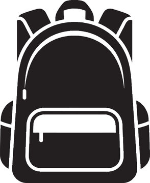 Black backpack icon for school or travel isolated on transparent background, Vector
