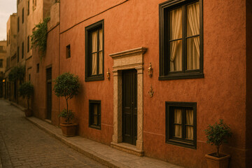 Fototapeta premium Narrow Historic Street with Old Buildings and Windows in Tallinn Old Town