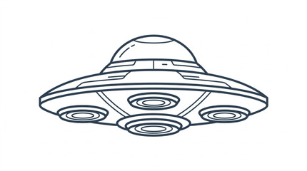 Classic Flying Saucer Spaceship Illustration Isolated on White. © riki