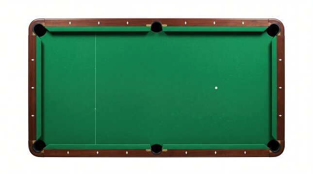 Empty billiard table top view isolated on white background
