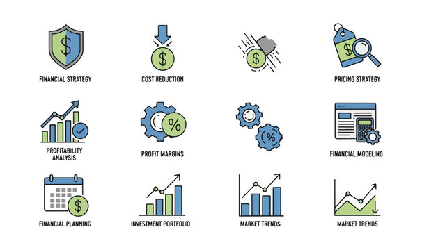 Financial icons for business strategy