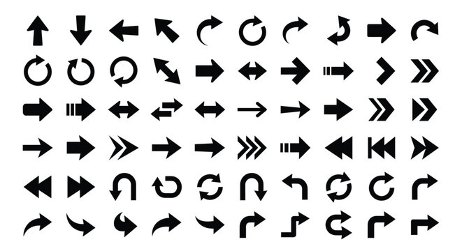 arrow icons set on white background directional