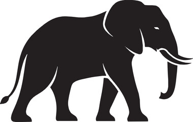 Fototapeta premium Black silhouette of a large elephant walking side view icon graphic isolated on transparent background, Vector