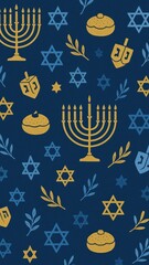 Fototapeta premium Festive Hanukkah symbols pattern mobile wallpaper