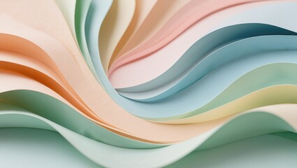Obraz premium Colorful Curved Paper Layers in Soft Pastel Shades for Artistic Design