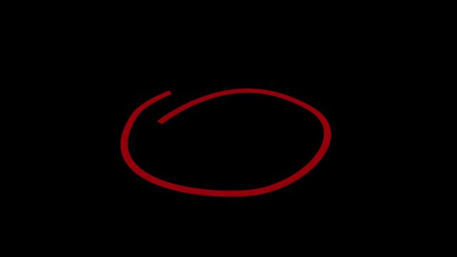 glowing neon red circle ring outline drawing itself in clean motion graphics loop on black background. minimal preloader element for interface design hud digital progress tracking concept video. 4k