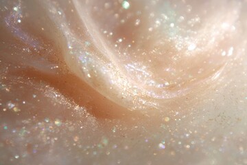 Fototapeta premium Opalescent macro shimmer texture on radiant skin for beauty background and cosmetic packaging design use