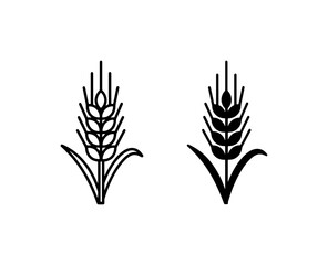 Fototapeta premium Wheat Ear Icons, Grain Stalk Vector Graphics, Organic Food Symbols