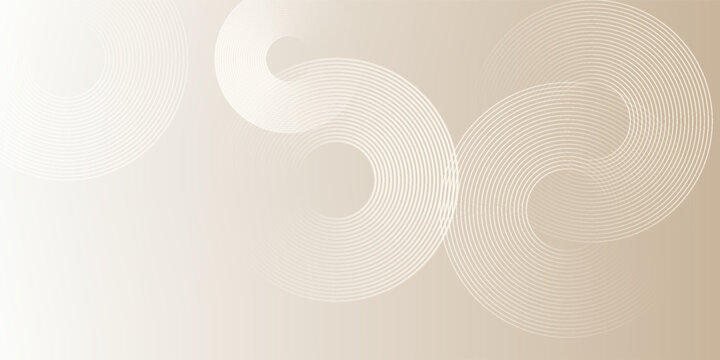 White and gold gradient vector background, featuring subtle circular line patterns. White and gold vector background in calm and modern texture. Minimal vector background in white and gold color.