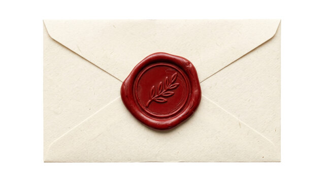 sealed envelope with wax seal on transparent background