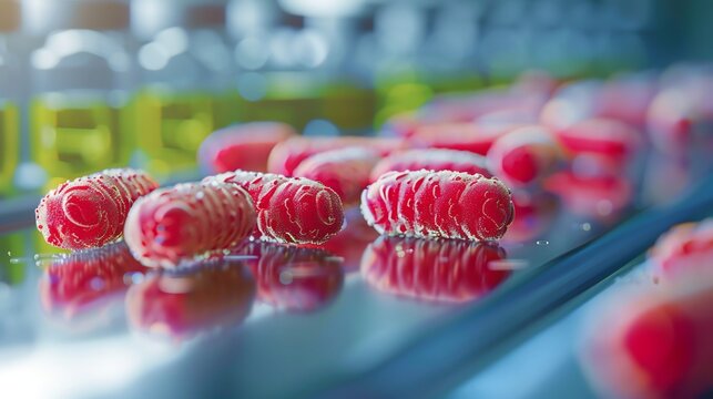 Streptococcus pyogenes contamination hospital surface dangerous bacterial chains on stainless steel table healthcare hygiene concept realistic laboratory environment premium stock photo style