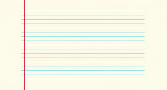 Blank lined notebook paper with red margin