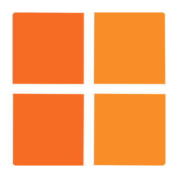 Abstract geometric icon of four orange squares on white background