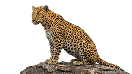 Naklejka premium leopard on rock on transparent background animal