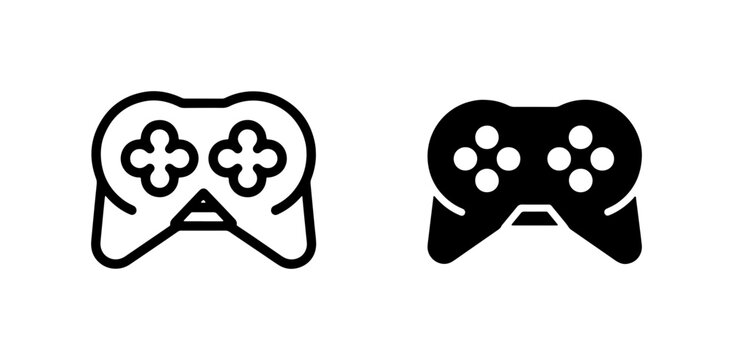 Video Game Controller Icons, Gaming Joysticks, Digital Entertainment Vector Art