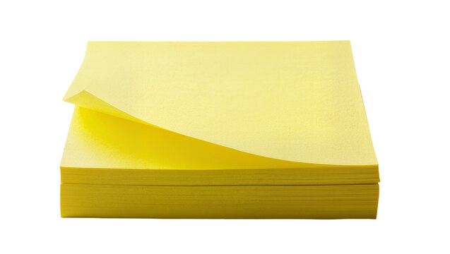 Stack of yellow sticky notes with one sheet peeled back