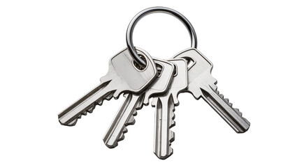 Set of four silver metal keys on a ring © Ophelia