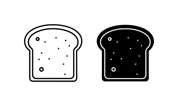 Toast Slice Icons, Baked Bread Vector Art, Breakfast Food Graphics